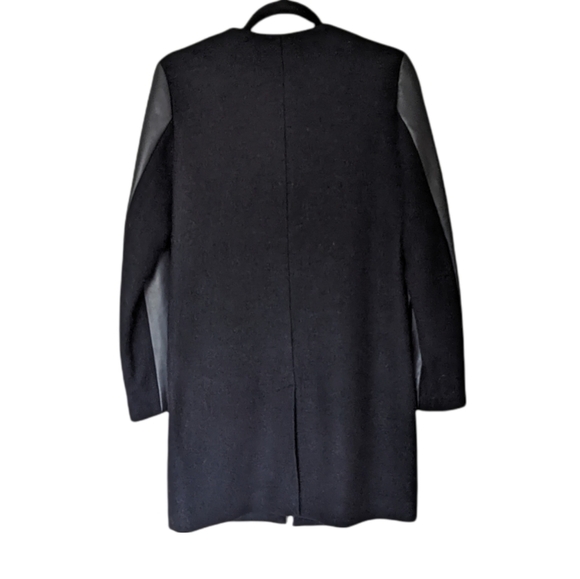 TED BAKER Vipper Black Faux Leather Sleeve Wool Zipper Coat Jacket - Picture 7 of 10